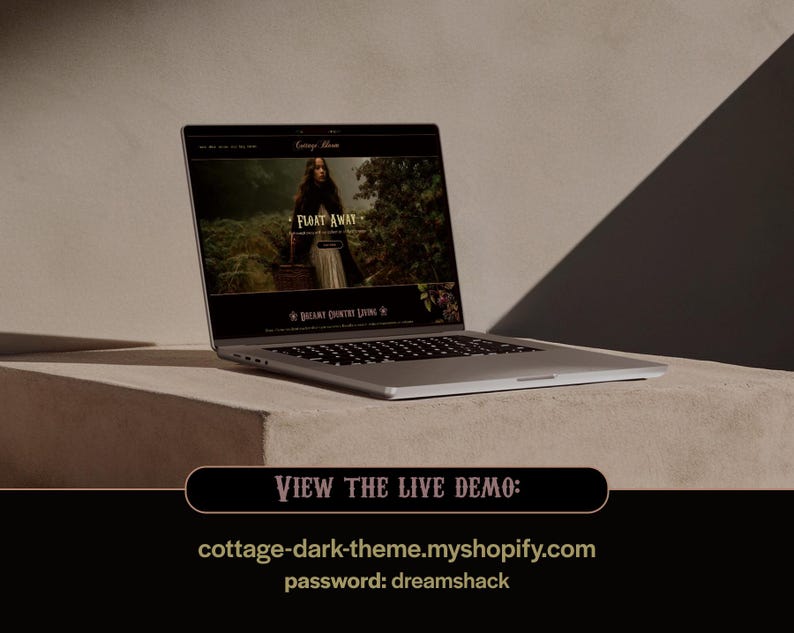 Donker Cottagecore Shopify-thema, Shopify-sjabloon met bosesthetiek, creatief websiteontwerp, Garden Witch Shopify, Crystal Store, Dreamshack afbeelding 3