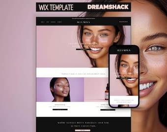 Modèle de Site Web Wix pour Beauté et soins de la peau | Site Web Spa, soins du visage, clinique d'esthétique | Modèle d'entreprise de service féminin | Illumina