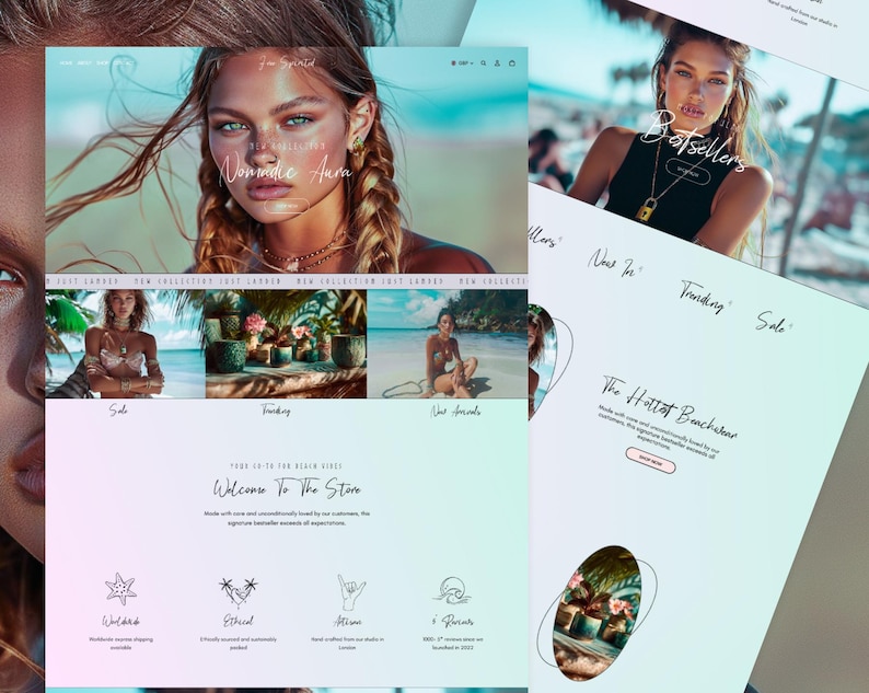 Tropical Website Example Tropical Shopify Theme, Boho Website Template, Swimwear Store Design ...