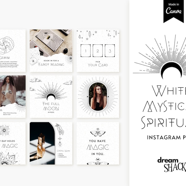 Spiritual Instagram Post Templates | Mystical Canva Templates | Light Instagram | Tarot Reader | Astrology | Zodiac | IG | Dream Shack Store