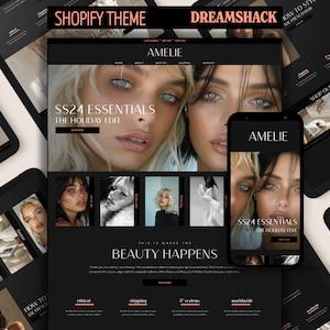 Tema Premium Shopify Influencer, Tema Shopify Estetico, Tema Shopify per Prodotti Digitali, Sito Web di E-commerce, Dream Shack
