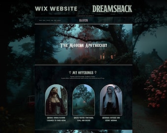 Plantilla web Wix de estilo gótico oscuro para creativos y servicios, portafolio con ambiente sombrío, autor, fotógrafo y sitio web de negocios espirituales.
