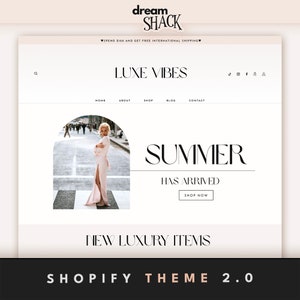 Aesthetic Shopify Theme - White Shopify Website Design 2.0 - Chic Shopify Design - Boutique Website Design - White Aesthetic - Dreamshack