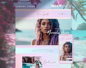 Pastel Bohemian Shopify Theme, Mystical Shopify Theme, Cute Shopify Theme, Shopify Website, Shopify Theme Template, Boho Shopify, Dreamshack