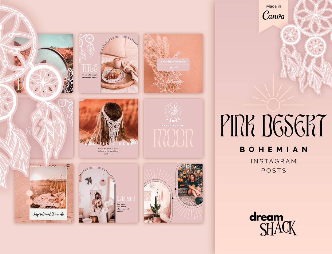 Instagram Post Templates Boho Canva Templates IG Bohemian - Etsy