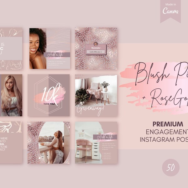 Instagram post templates | Canva Template | Blush Pink Instagram Template Canva | Pretty IG |  Dream Shack Store | Feminine | Pink Aesthetic