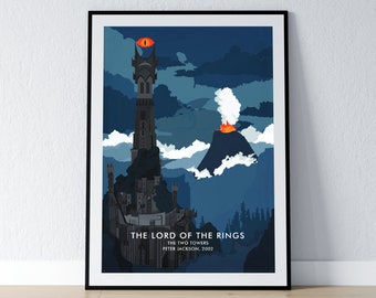 The Lord of the Rings Poster - The Two Towers - A3 & A4 Prints - Minimalist Movie Poster Print - Movie Wall Art