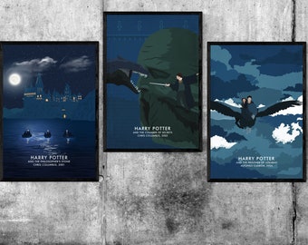 Harry Potter 3-Poster Set - A3 & A4 Prints - Minimalist Movie Poster Print - Movie Wall Art