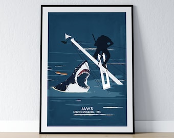 Jaws Poster - A3 & A4 Prints - Minimalist Movie Poster Print - Movie Wall Art