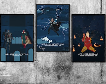 Avengers 3-Poster Set - A3 & A4 Prints - Minimalist Movie Poster Print - Movie Wall Art
