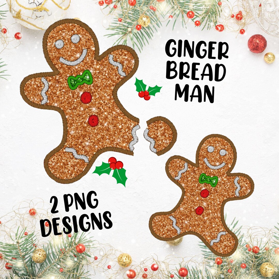 Glitter Gingerbread Man Png Bundle Faux Glitter Gingerbread Etsy