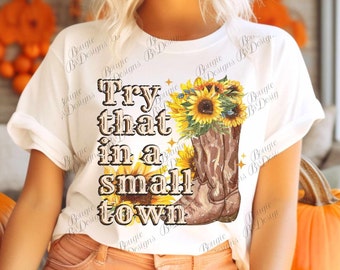 Try That In A Small Town Shirt, PNG, Country Shirt, Southern Shirt, Aldean, Girl Country Shirt, Country Music Shirt, Sublimation