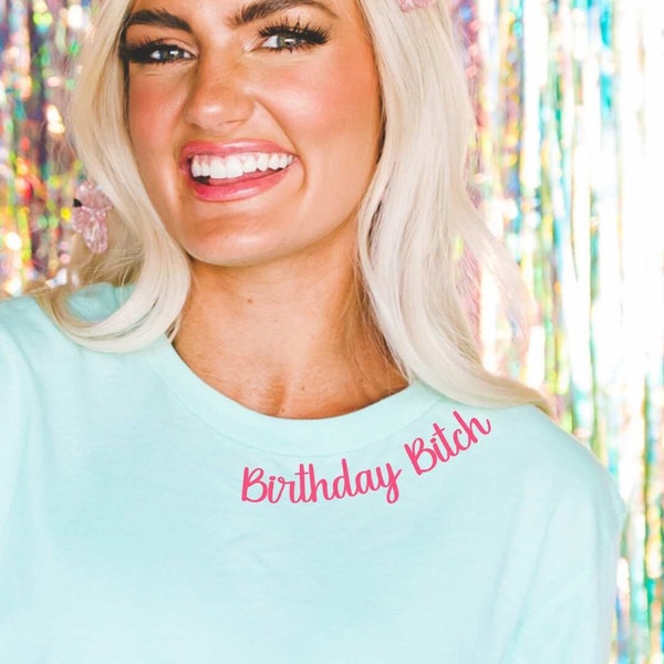 Curved Neckline Text SVG, Curved Collar Message PNG, Curved Words on Collar, Birthday Bitch png svg, Instant Download, Bundle, Barbi font