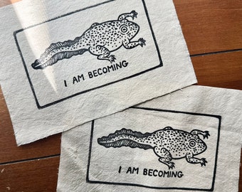 I Am Becoming Linocut Patch 7"x5"