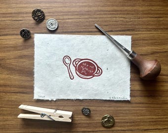 Soup Linocut Print 4"x6"