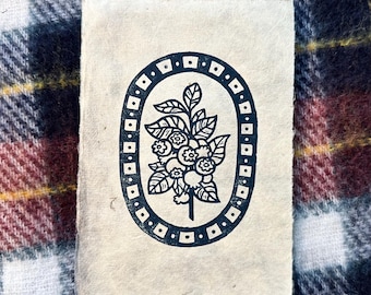Blueberries Linocut Print 4”x6&quot;