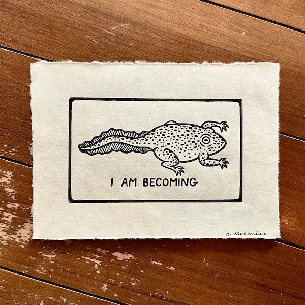 I Am Becoming Linocut Print 5"x7"