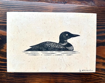 Common Loon Linocut Print 4”x6”