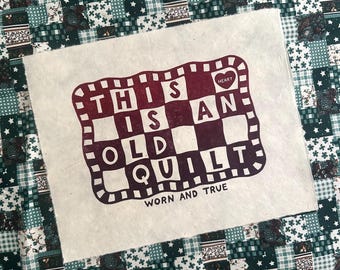 Quilt Linocut Print 10"x8"