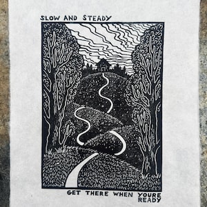 Path - Slow & Steady Linocut Print 8”x10”