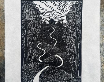 Path - Slow & Steady Linocut Print 8”x10”