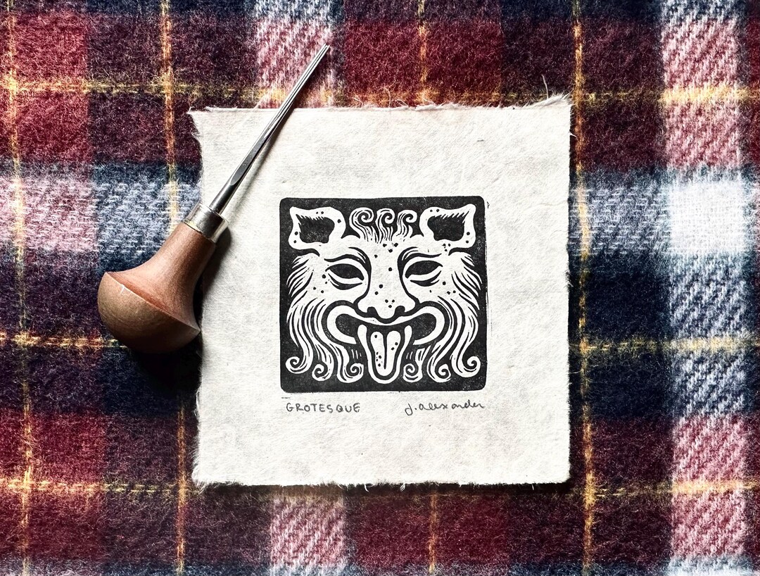 Grotesque Print Grotesque Linocut Print 5”x5” - Etsy Canada