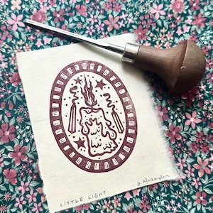 Little Light Mini Linocut Print 3”x4”