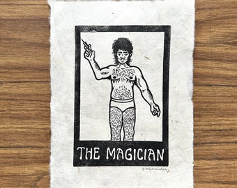 The Magician Linocut Print 8"x6"