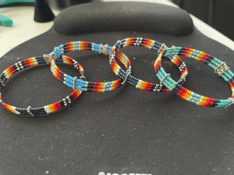 3 Wire Beaded Bracelets Native Designs Indigenous Inspired Etsy