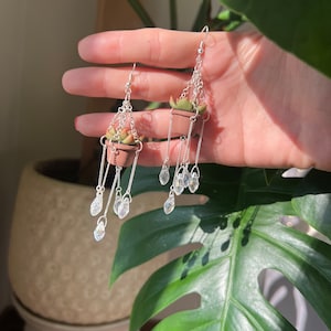 Suncatcher succulent plant clay earrings