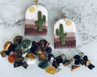 Cactus clay earrings