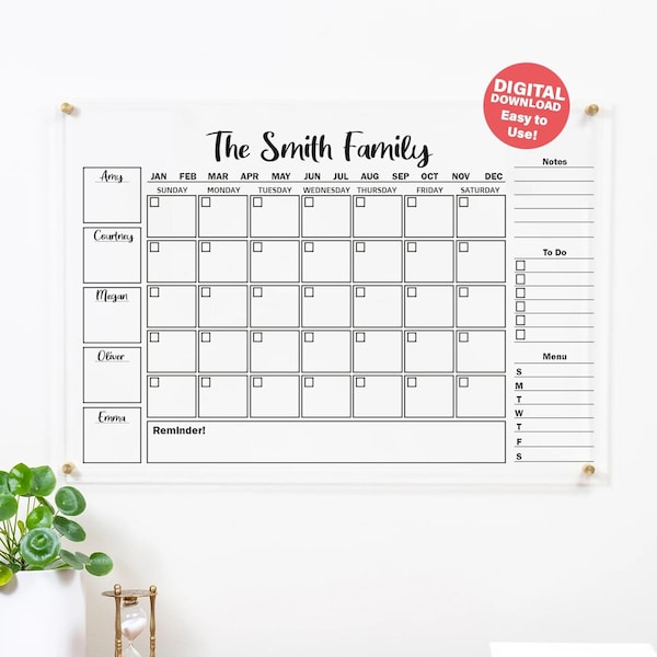 Family Calendar Svg Etsy