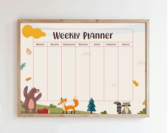 Forest Animals Weekly Planner for Children (Digital Download)