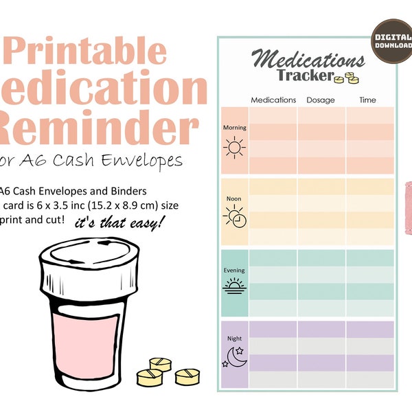 Medication Tracker for A6 Binder, Printable Medication Log, Medicine and Supplement Tracking Sheet, Instant Download