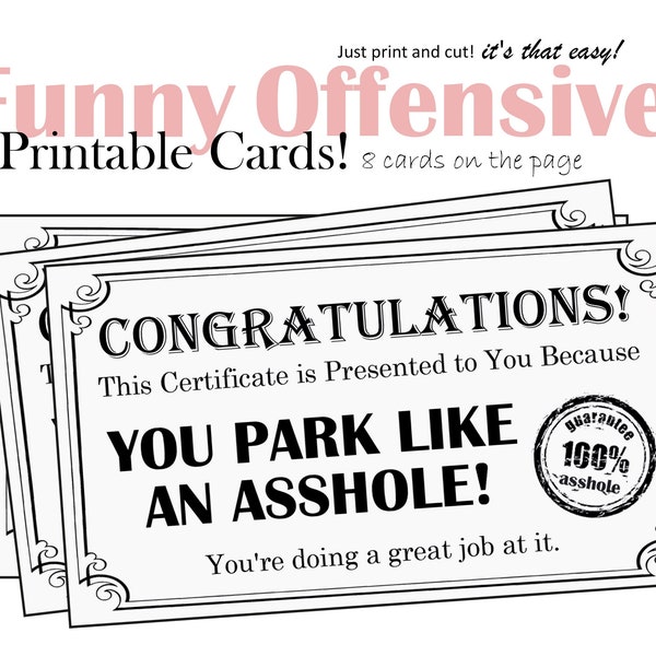 Funny Business Card for Bad Parking - Etsy