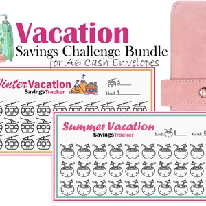 Vacation Savings Challenge Bundle, Printable Fund Tracker, Fits A6 Cash Envelopes, Budget Binder Insert