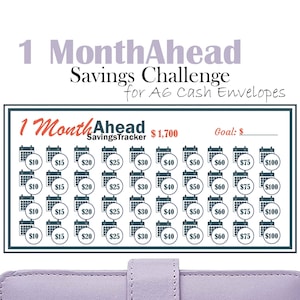 1 Month Ahead Savings Challenge, Printable Savings Goal Tracker, A6 Budget Binder Insert, Cash Envelopes