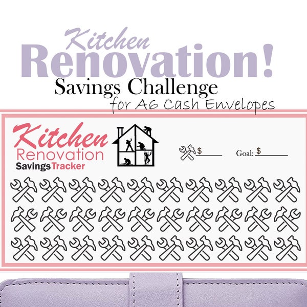 Kitchen Renovation Savings Challenge, Fits A6 Cash Envelopes, Printable Budget Binder Insert, Mini Savings Challenge