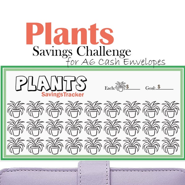 Plants Savings Challenge for A6 Cash Envelopes, Printable Budget Binder Insert, Mini Tracker, Money Challenge