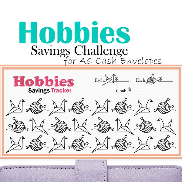 Hobbies Savings Challenge for A6 Cash Envelopes, Printable Budget Binder Insert, Mini Savings Tracker
