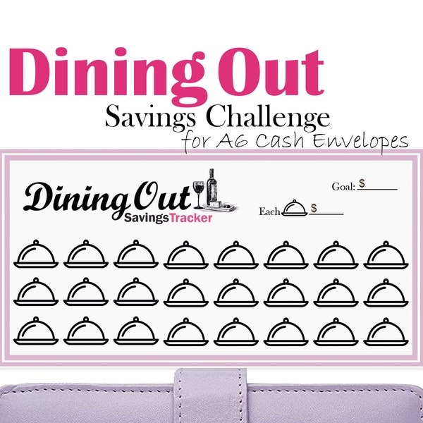 Dining Out Savings Challenge for A6 Cash Envelopes, Printable Budget Binder Insert, Mini Savings Tracker