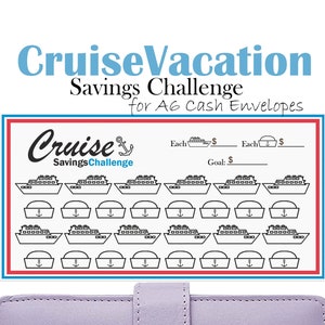 Cruise Savings Challenge for A6 Cash Envelopes,  Printable Vacation Fund Tracker, Budget Binder Insert