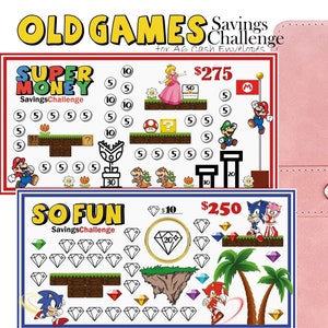 Vecchi giochi Sfida di risparmio, Buste per contanti A6, Inserto per raccoglitori di budget, Gioco di sfida di risparmio, Tracker di risparmio di denaro