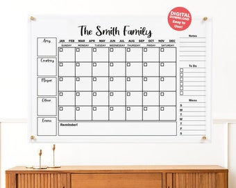 Customizable Family Calendar for Vinyl Cut, Acrylic Family Planner, Svg Cricut Calendar Cut File, DIY Digital Download