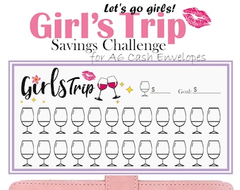 Girls Trip Savings Challenge, Printable A6 Budget Binder Insert, A6 Cash Envelopes, Vacation Savings Tracker