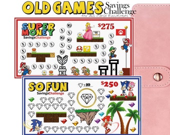 オールドゲーム貯金チャレンジ、A6 現金封筒、予算バインダー挿入物、貯金チャレンジゲーム、お金貯金トラッカー