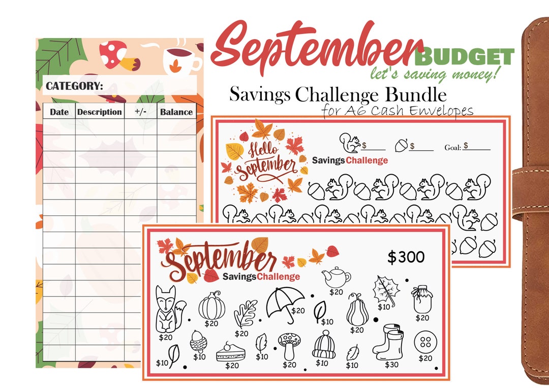 September Savings Challenge Bundle Printable Budget Binders - Etsy