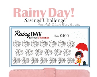 Rainy Day Savings Challenge, Fits A6 Cash Envelopes, Printable Budget Binder Insert, Money Savings Tracker
