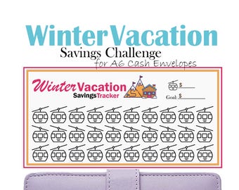 Winter Vacation Savings Challenge for A6 Cash Envelopes, Printable Fund Tracker, Budget Binder Insert