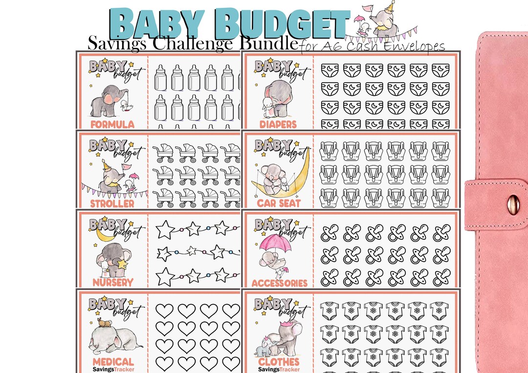 Baby Savings Challenge Bundle, New Baby Budget Tracker, Printable A6 ...
